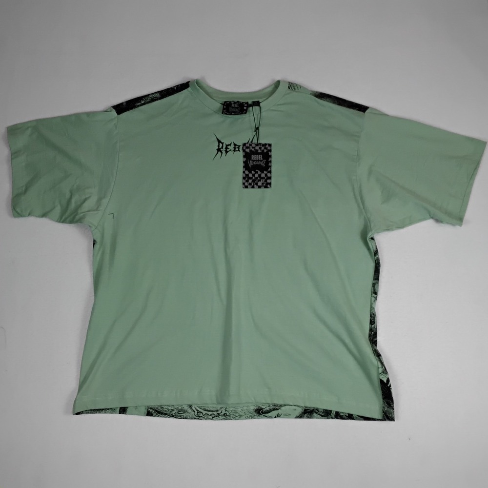 Rebel Vengeance Mens S Mint Green Oversized Graphic T Shirt Streetwear NWT